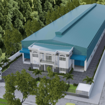 Nhà xưởng khung thép tiền chế kết hợp bê tông cốt thép 